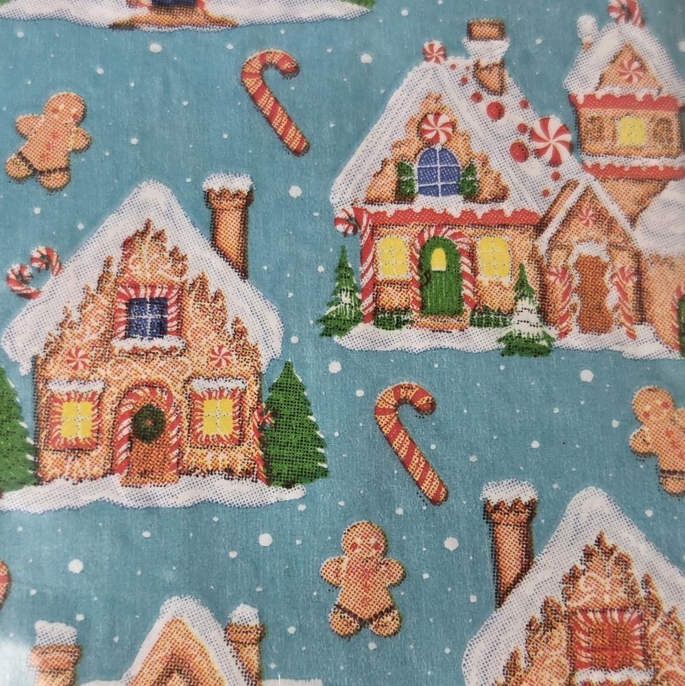 Peppermint Gingerbread Village Blue Christmas Napkin Set - Picture 4 of 5